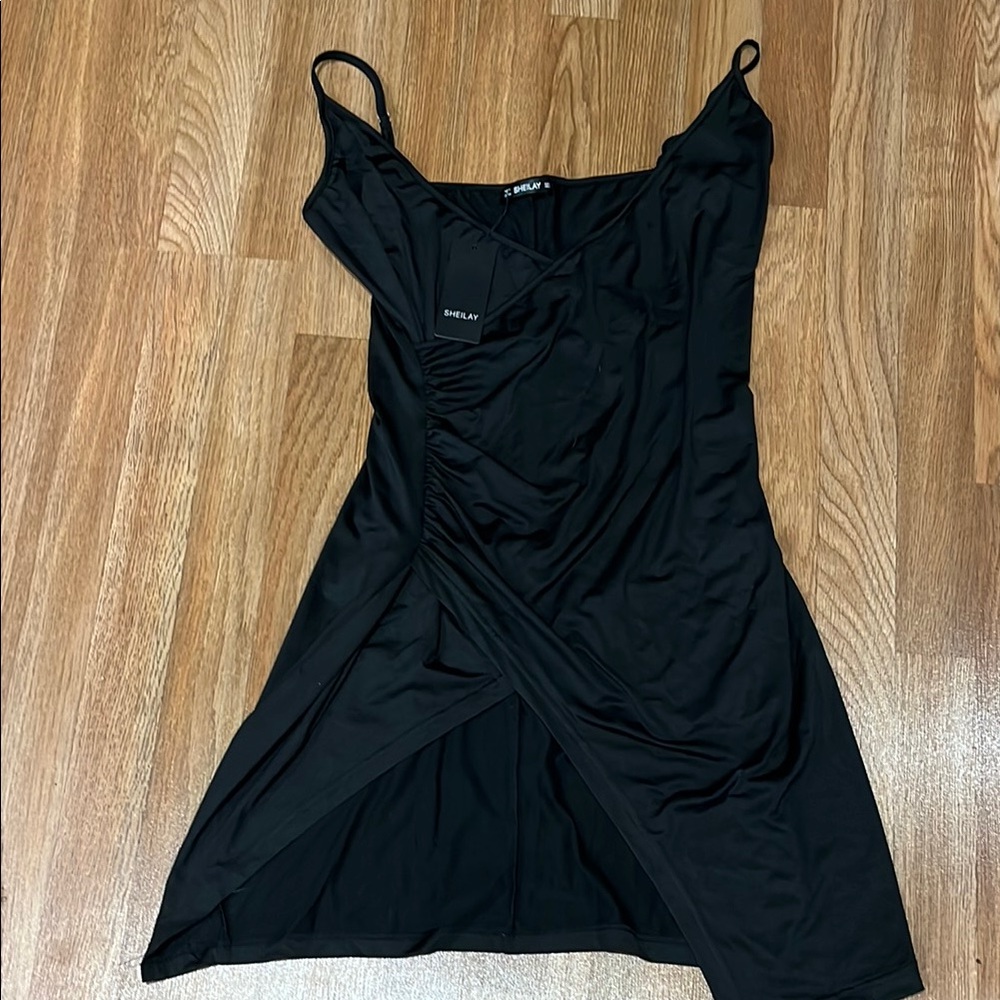 Black Spaghetti Strap Slip Mini Dress